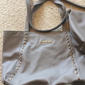 Bebe taupe tote and crossbody